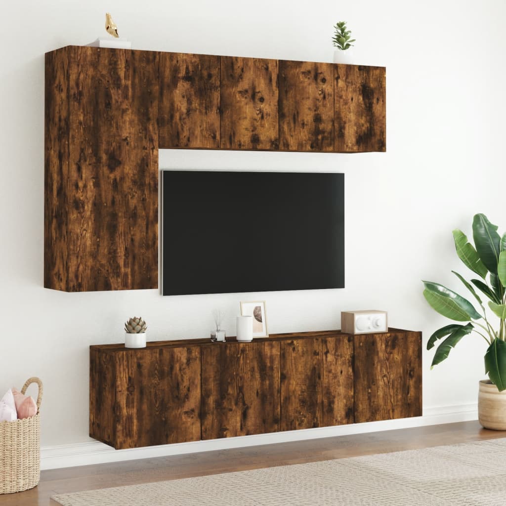 Muebles para TV de pared 2 unidades roble ahumado 60x30x41 cm