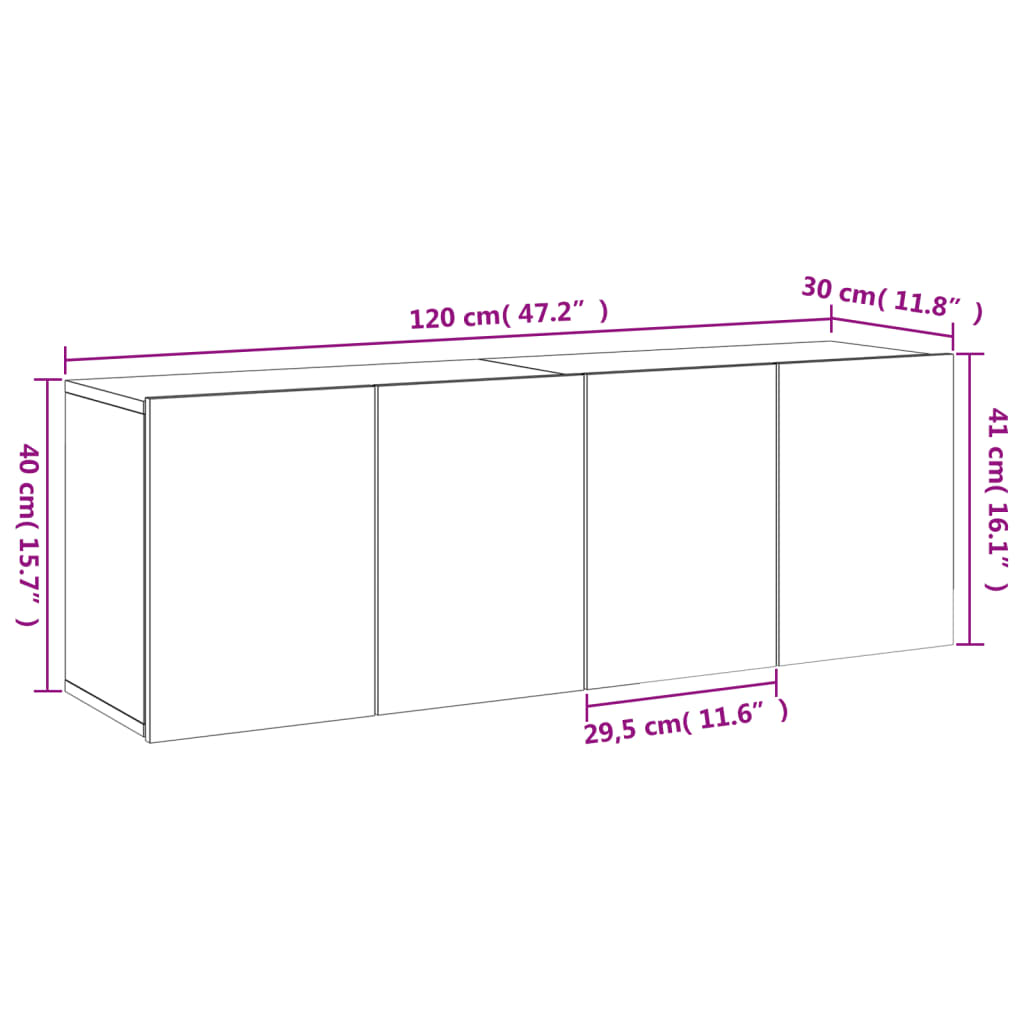 Mobles de TV de paret Sonoma Gray 60x30x41 cm