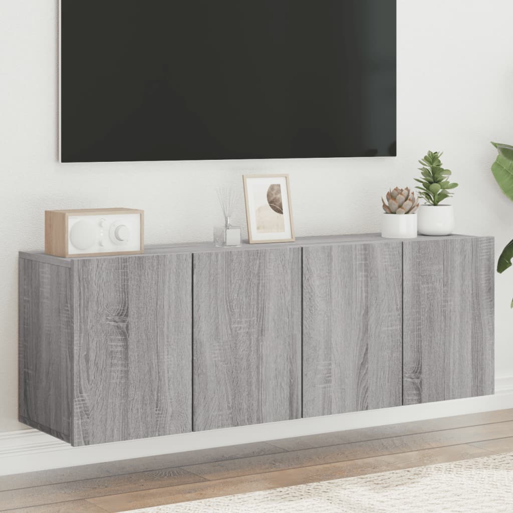 Vetonek Muebles para TV de pared 2 unidades gris Sonoma 60x30x41 cm