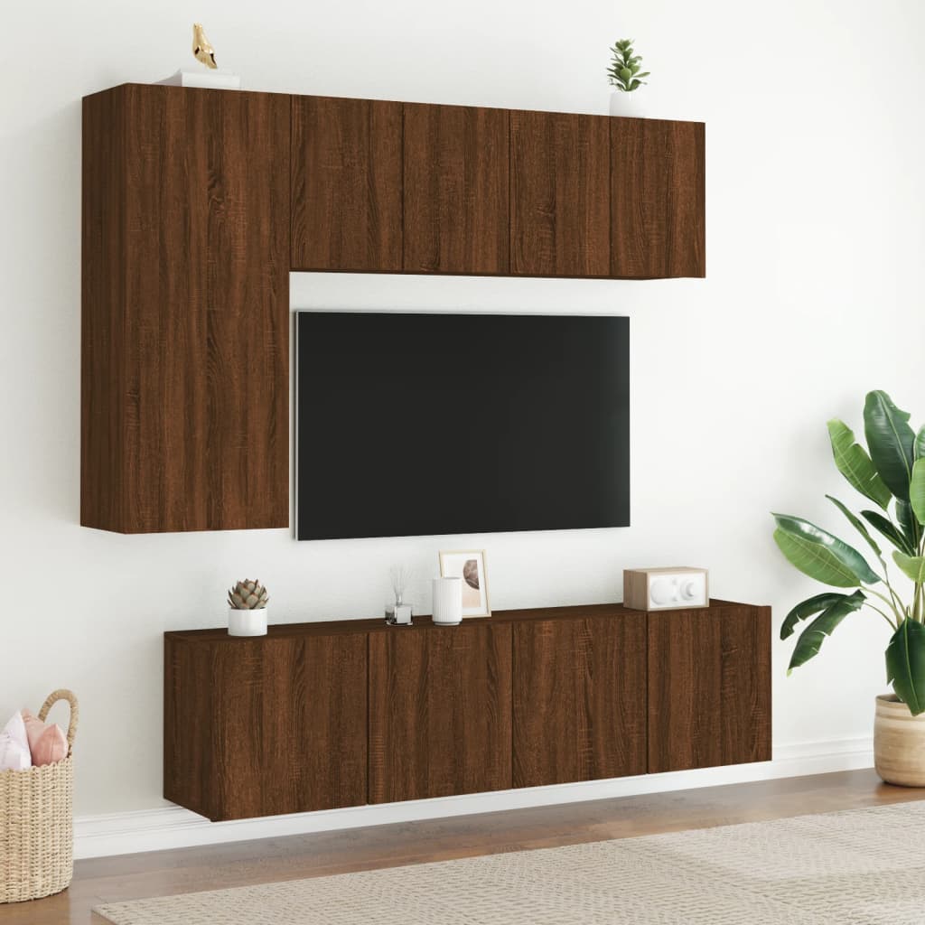 Wall TV Furniture 2 Brown Oak Units 60x30x41 cm