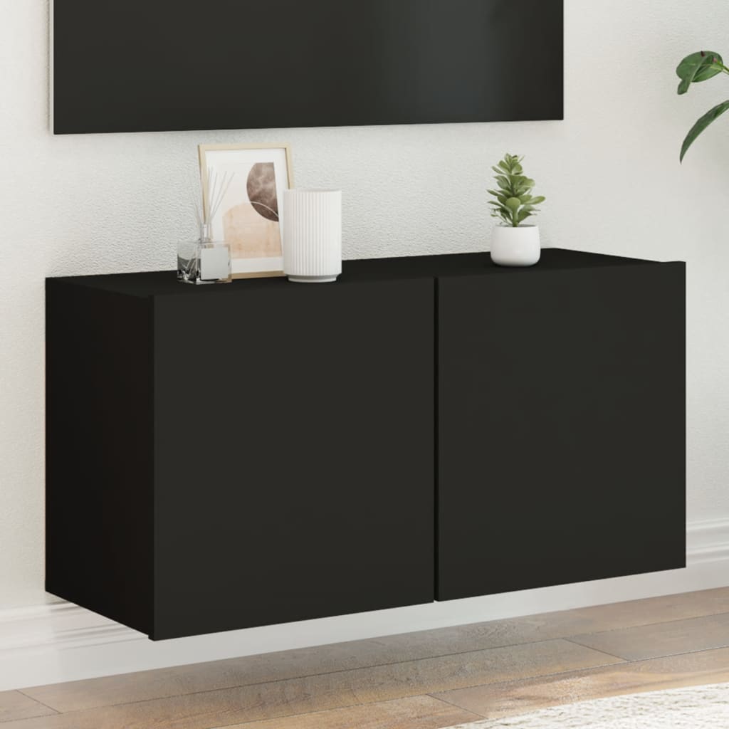 Vetonek Mueble para TV de pared negro 80x30x41 cm