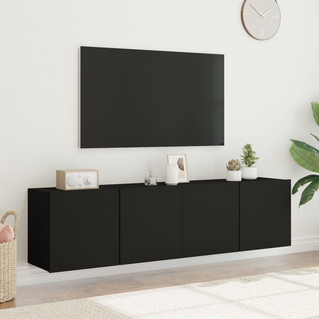 Muebles para TV de pared 2 unidades negro 80x30x41 cm V55