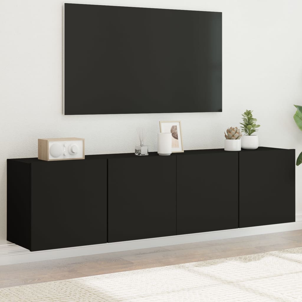 Vetonek Muebles para TV de pared 2 unidades negro 80x30x41 cm