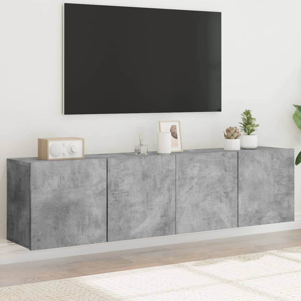 Vetonek Muebles para TV de pared 2 unidades gris hormigón 80x30x41 cm