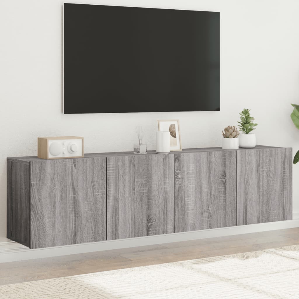 Vetonek Muebles para TV de pared 2 unidades gris Sonoma 80x30x41 cm