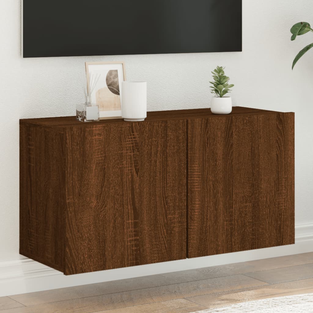 Vetonek Mueble para TV de pared roble marrón 80x30x41 cm