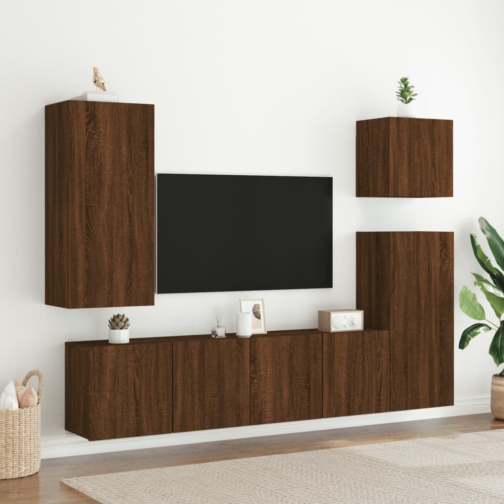 Wall TV Furniture 2 Units Oak Brown 80x30x41 cm