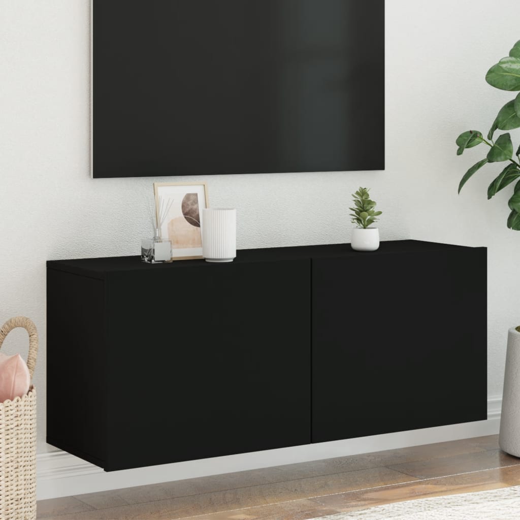 Vetonek Mueble para TV de pared negro 100x30x41 cm