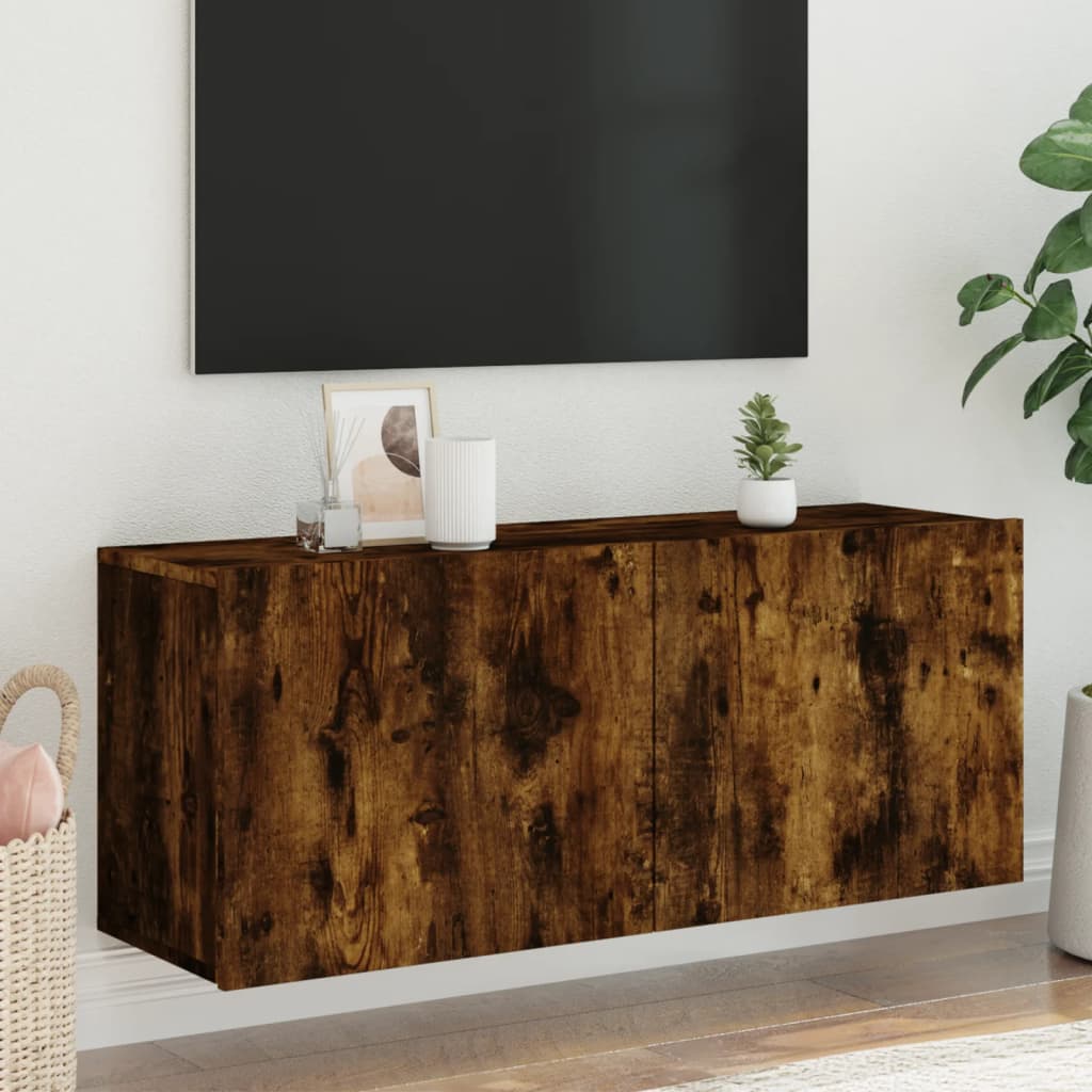 Vetonek Mueble para TV de pared roble ahumado 100x30x41 cm