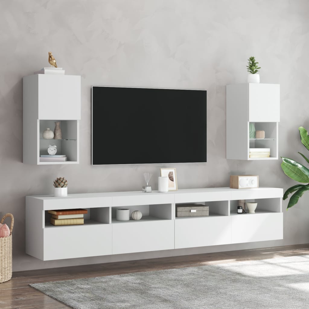 Mobili TV con luci a LED bianche 30.5x30x60 cm