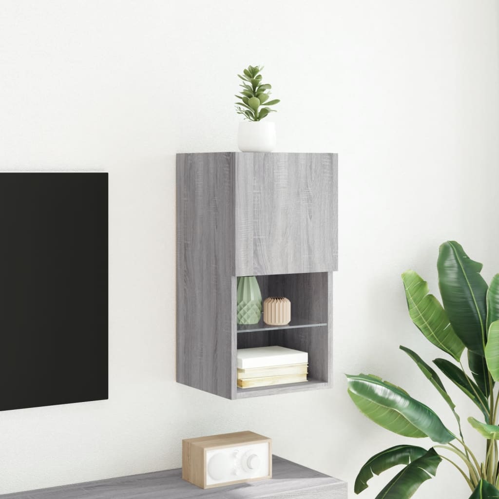 TV furniture with Sonoma Gray LED lights 30.5x30x60 cm V97