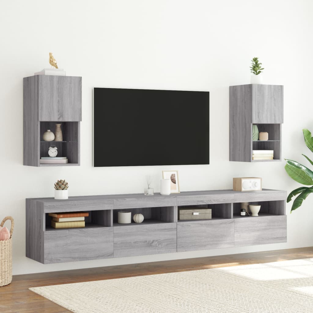 TV -Möbel mit LED -Leuchten 2 UDS Sonoma Grey 30,5x30x60 cm