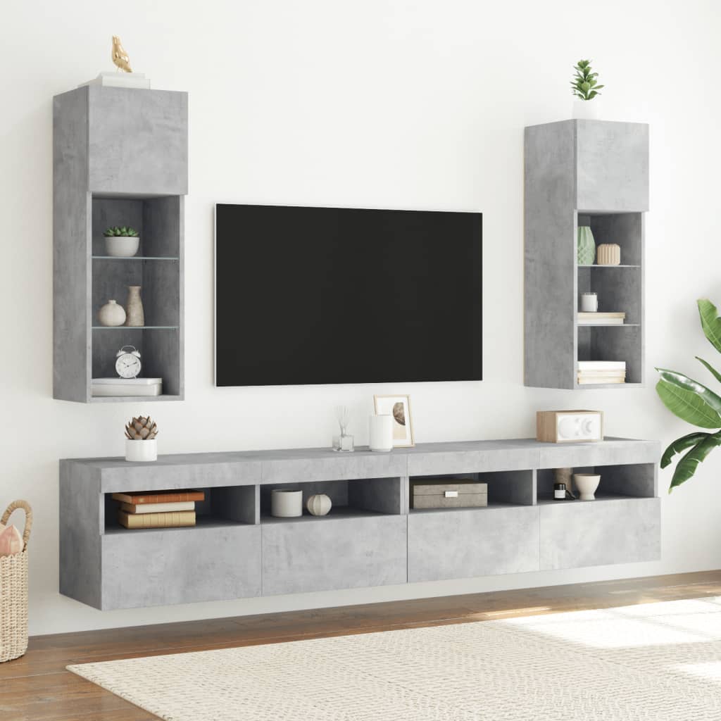 TV furniture with gray LED lights 30.5x30x90 cm