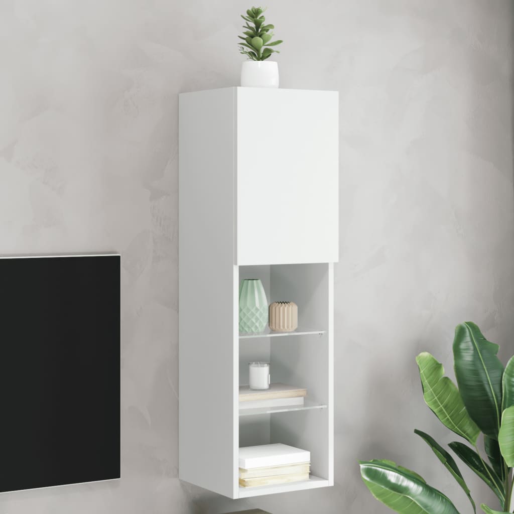 Vetonek Mueble para TV con luces LED blanco 30,5x30x102 cm