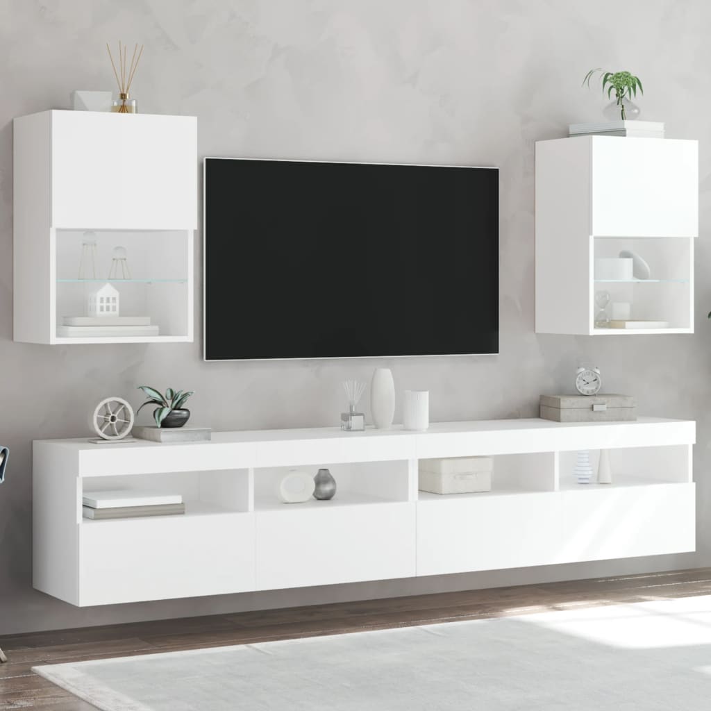 Vetonek Muebles de TV con luces LED 2 uds blanco 40,5x30x60 cm