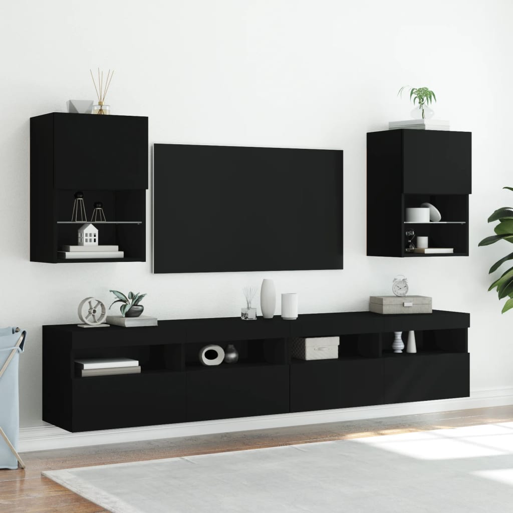 Mobili TV con luci a LED nero 40.5x30x60 cm