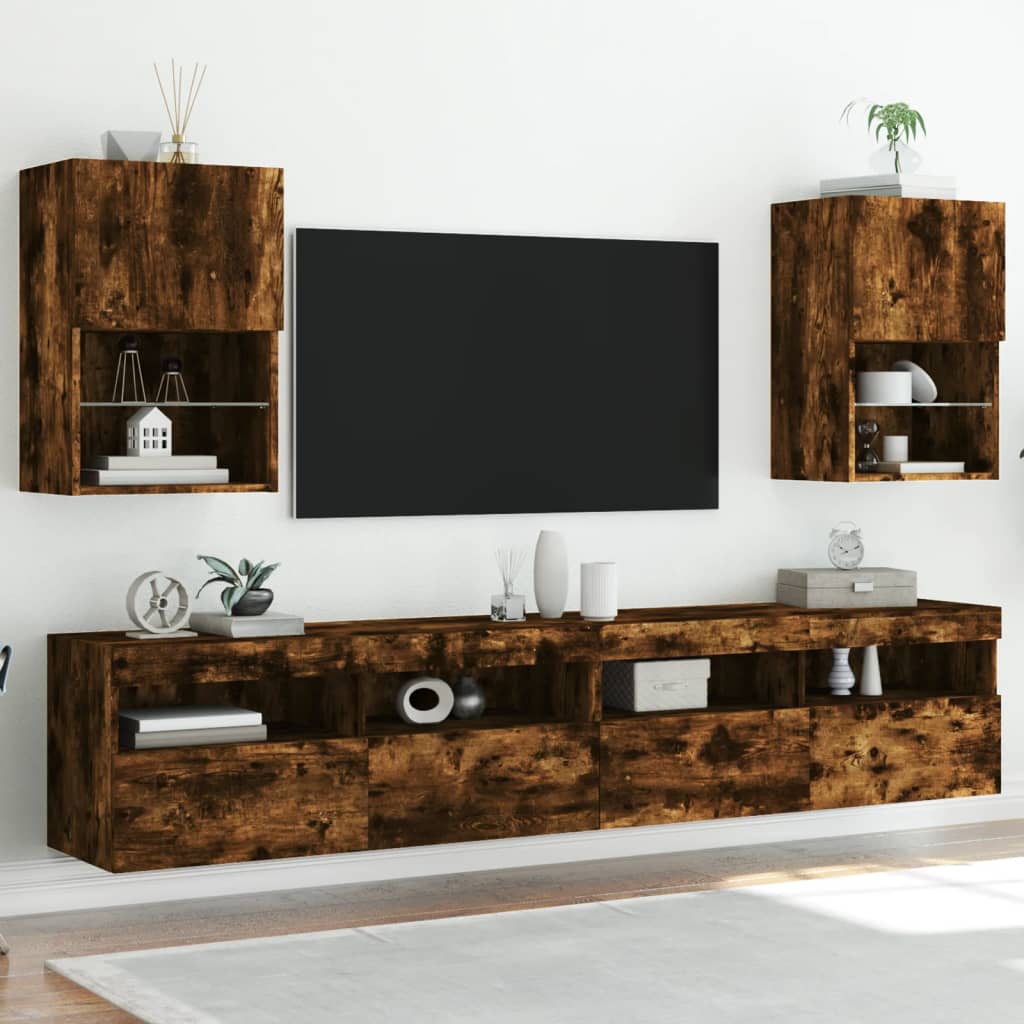 Mobles de televisió amb llums LED 2 UDS Oak fumat 40.5x30x60 cm