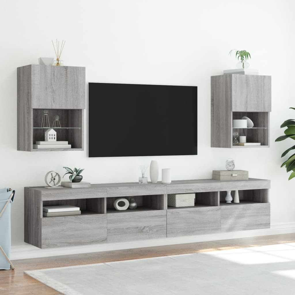 TV cabinet with Sonoma Gray LED lights 40.5x30x60 cm