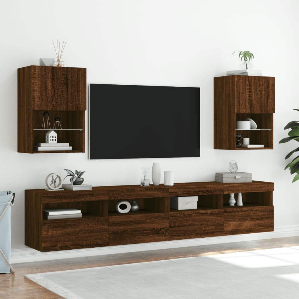 Vetonek Muebles de TV con luces LED 2 uds roble 40,5x30x60 cm