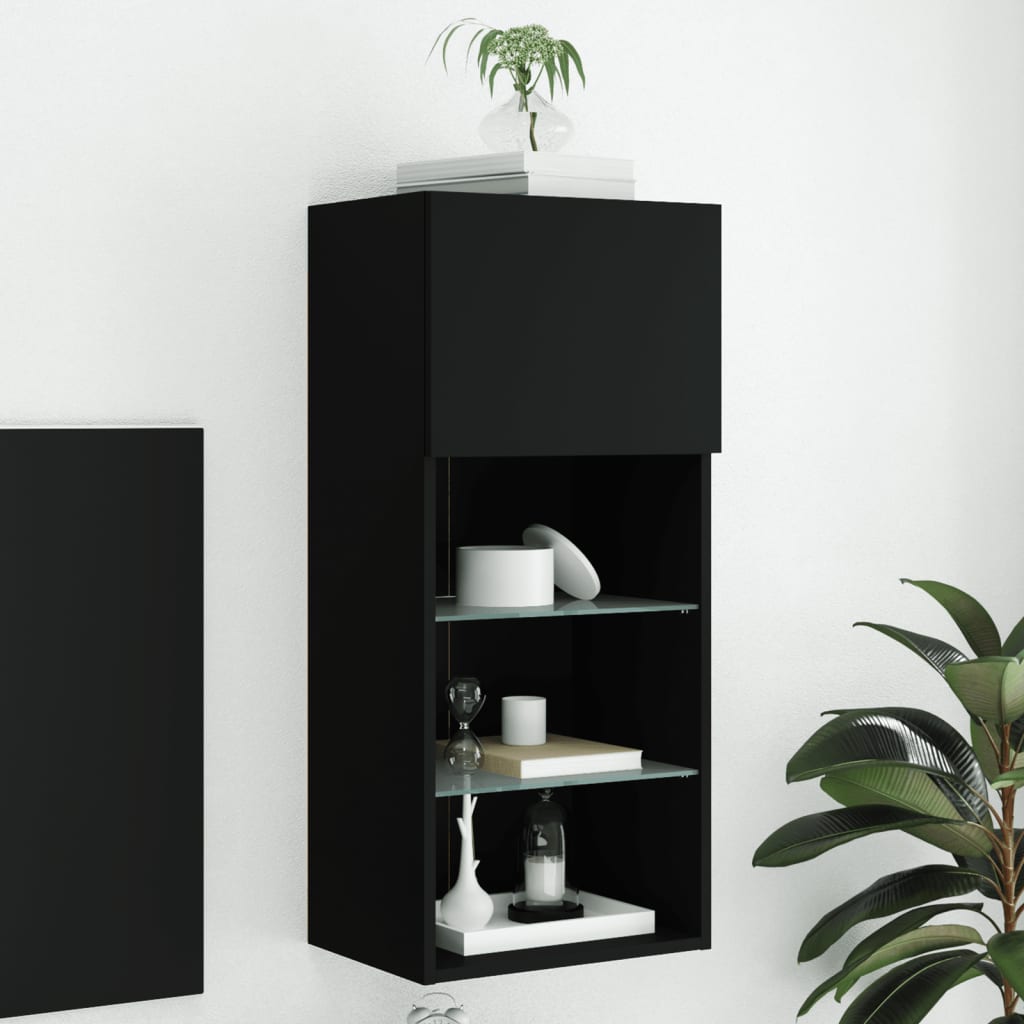 Vetonek Mueble para TV con luces LED negro 40,5x30x90 cm