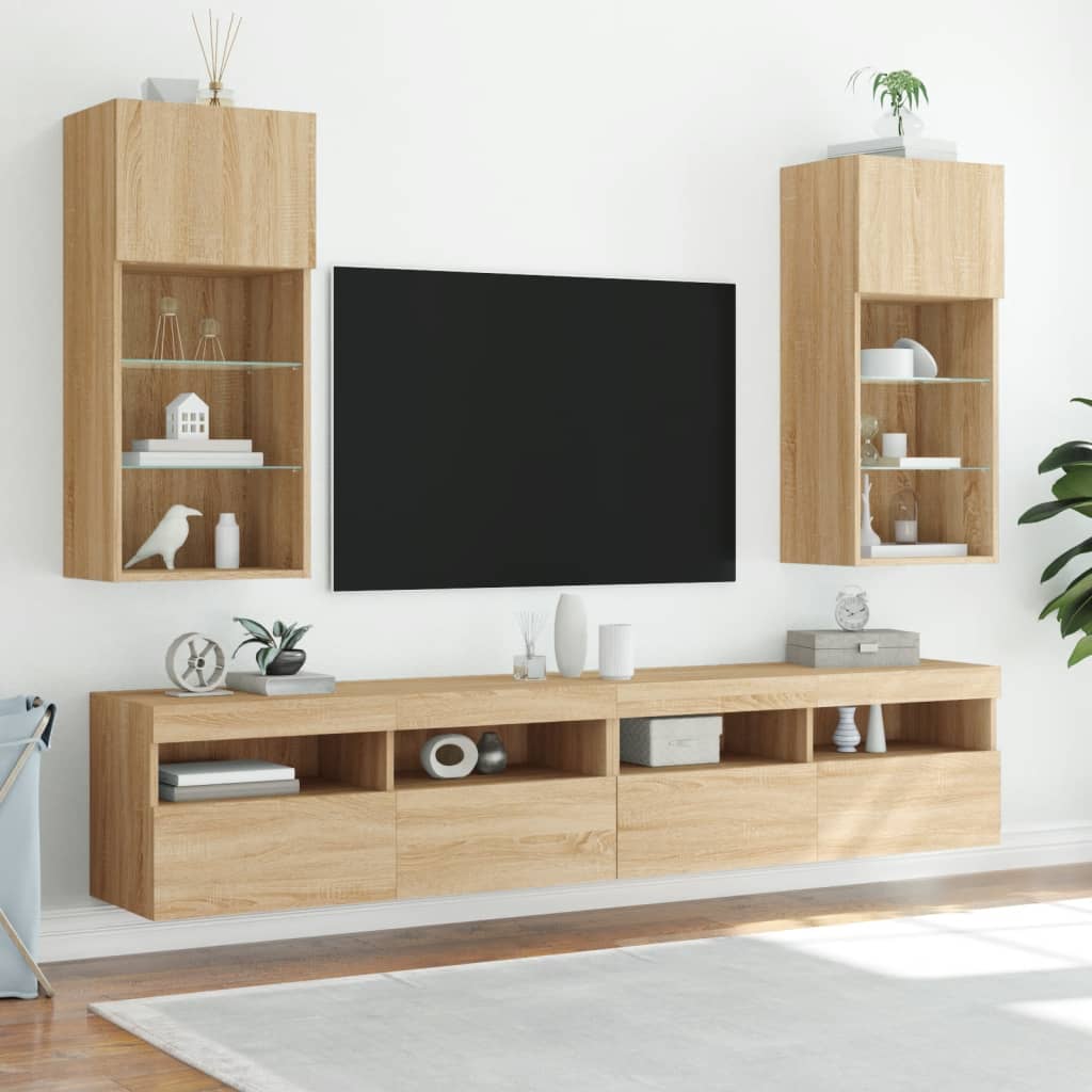 Mueble para TV con luces LED roble Sonoma 40,5x30x90 cm