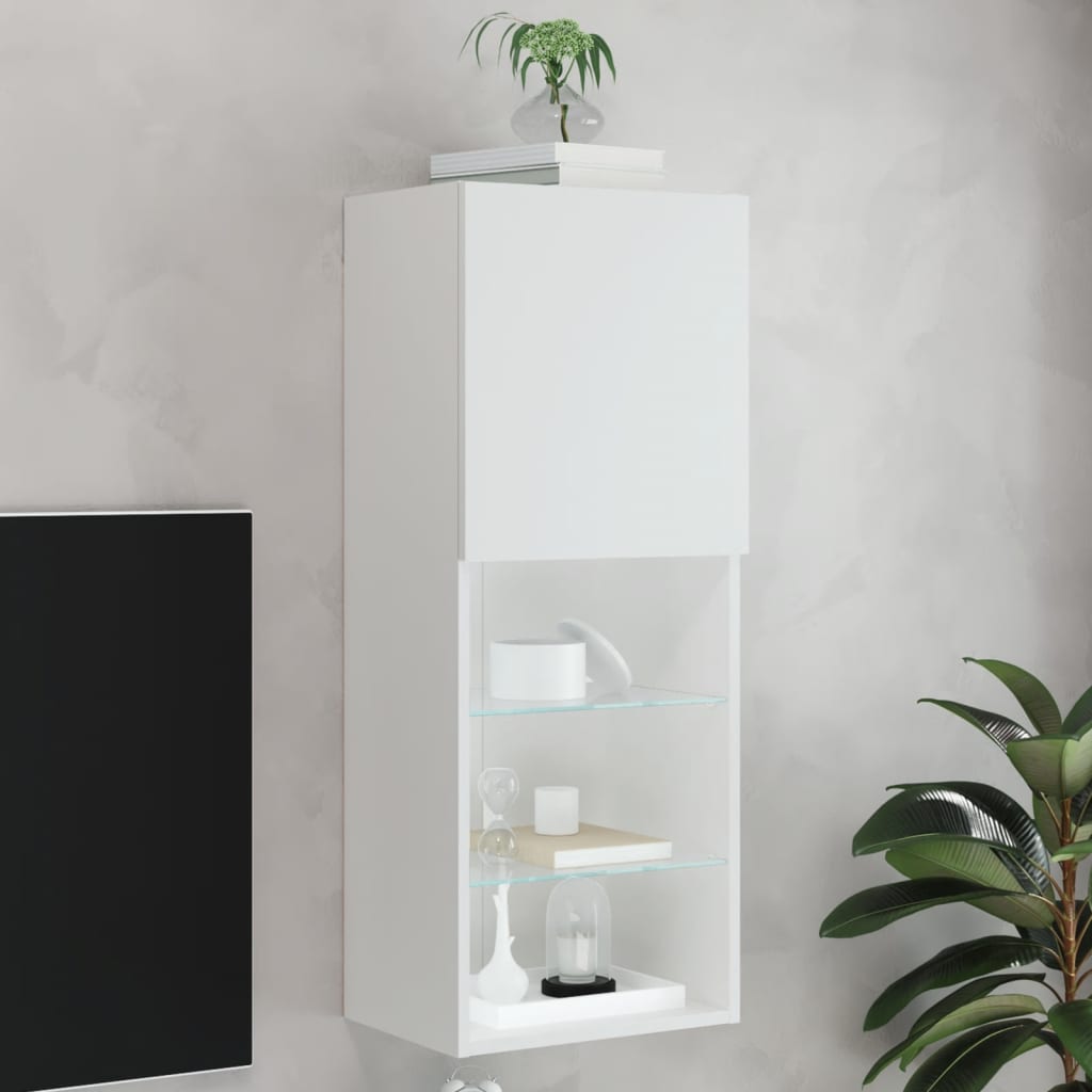 Vetonek Mueble para TV con luces LED blanco 40,5x30x102 cm