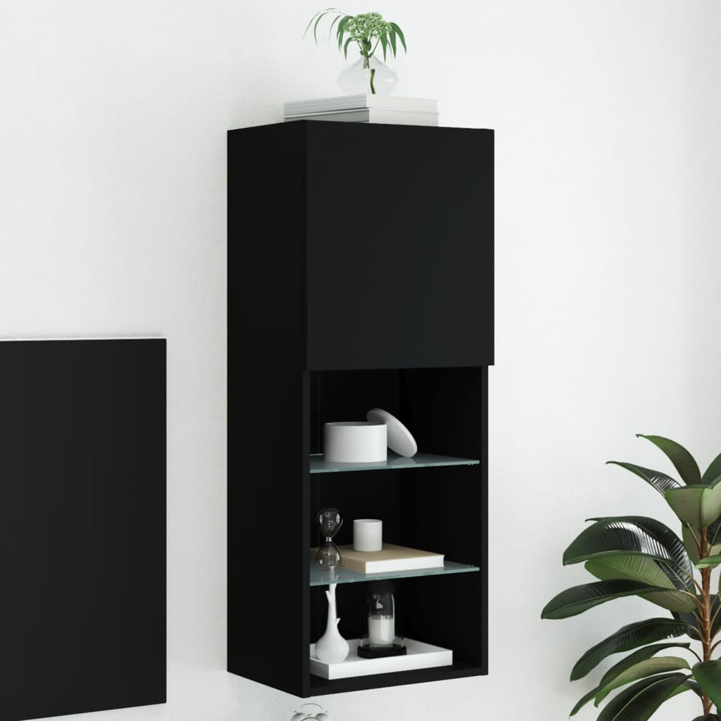 Vetonek Mueble para TV con luces LED negro 40,5x30x102 cm