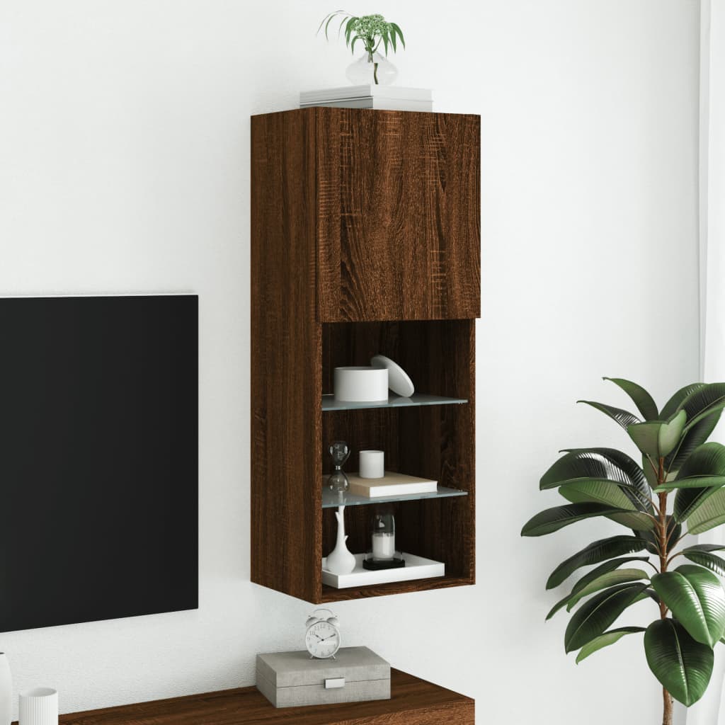 TV cabinet with LED lights LED Brown 40.5x30x102 cm V63