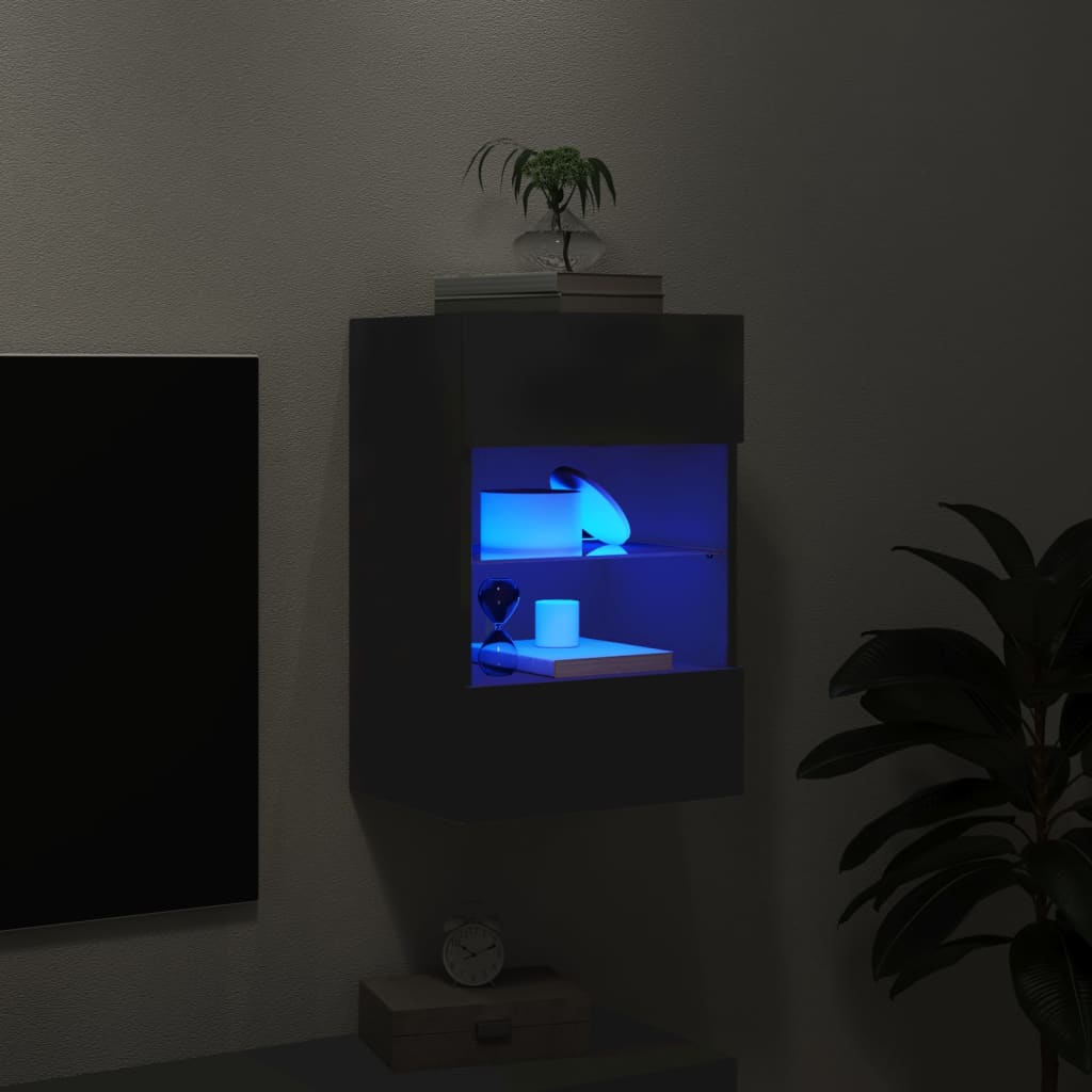 Wandfernsehmöbel mit schwarzen LED -Leuchten 40x30x60.5 cm V80