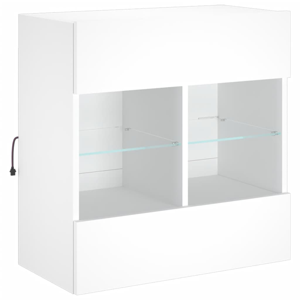 Mueble de TV de pared con luces LED blanco 58,5x30x60,5 cm