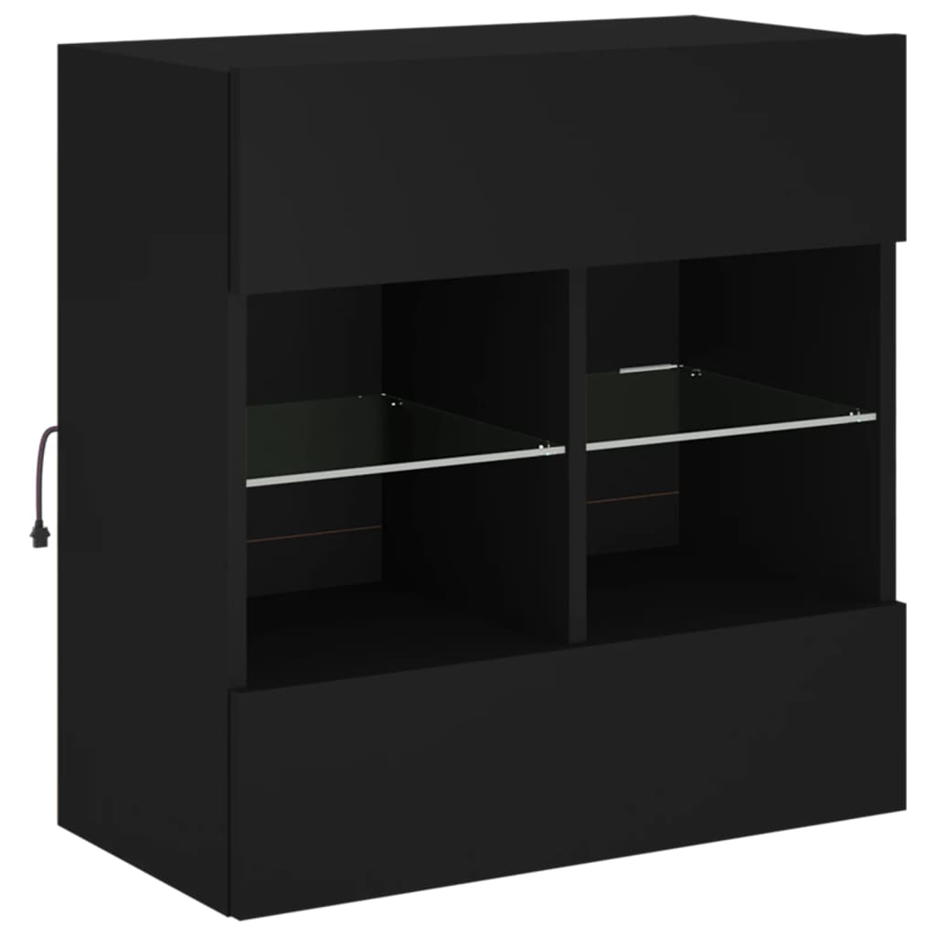 Mueble de TV de pared con luces LED negro 58,5x30x60,5 cm