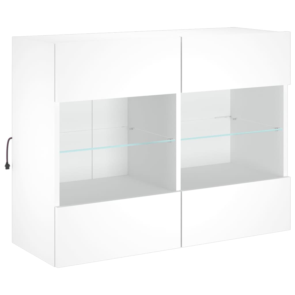 Mueble de TV de pared con luces LED blanco 78,5x30x60,5 cm