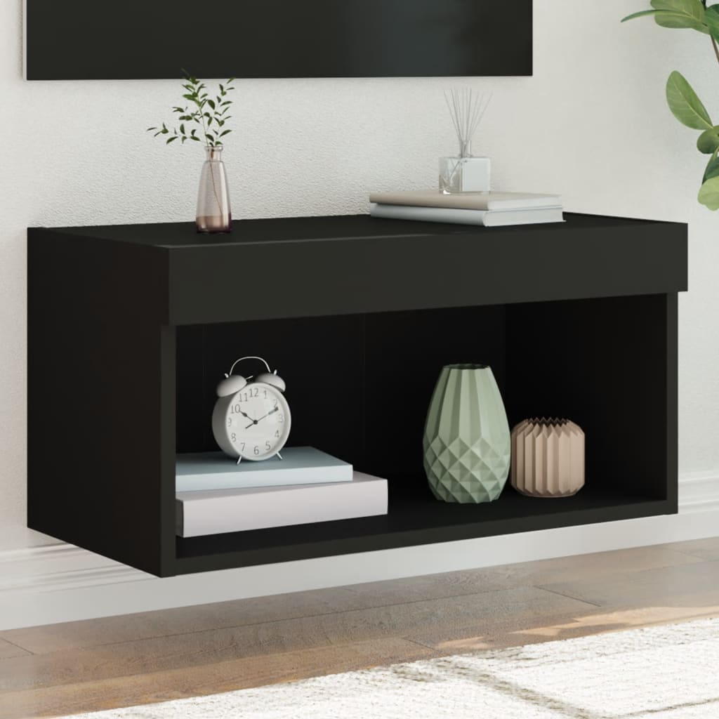 Vetonek Mueble para TV con luces LED negro 60x30x30 cm