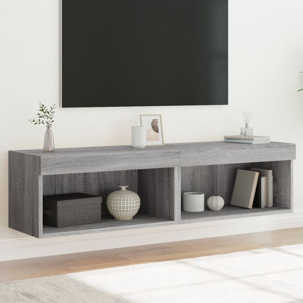 Vetonek Muebles de TV con luces LED 2 uds gris Sonoma 60x30x30 cm