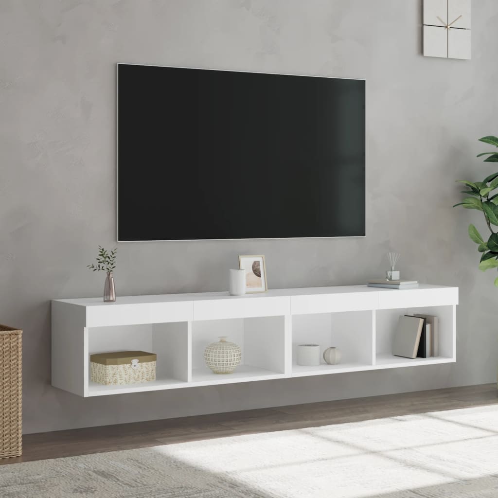 Vetonek Muebles de TV con luces LED 2 uds blanco 80x30x30 cm