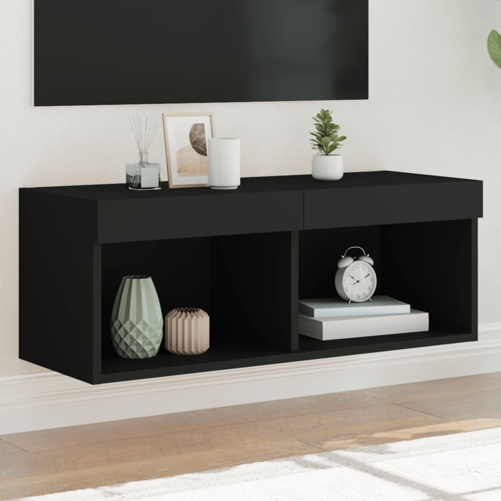 Vetonek Mueble para TV con luces LED negro 80x30x30 cm