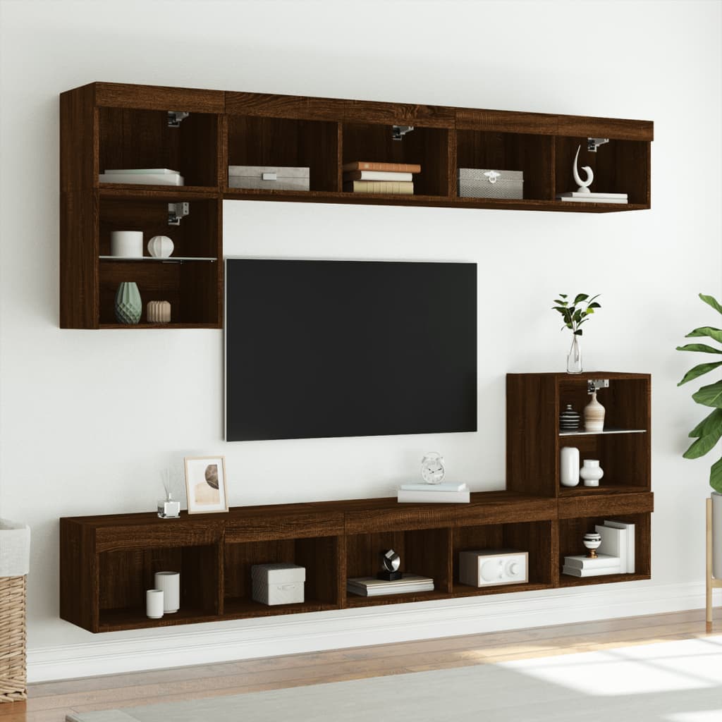 TV furniture with LED lights Brown 80x30x30 cm v53