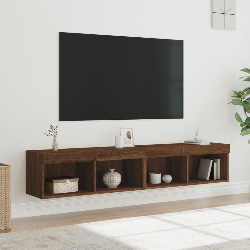 Vetonek Muebles de TV con luces LED 2 uds marrón roble 80x30x30 cm