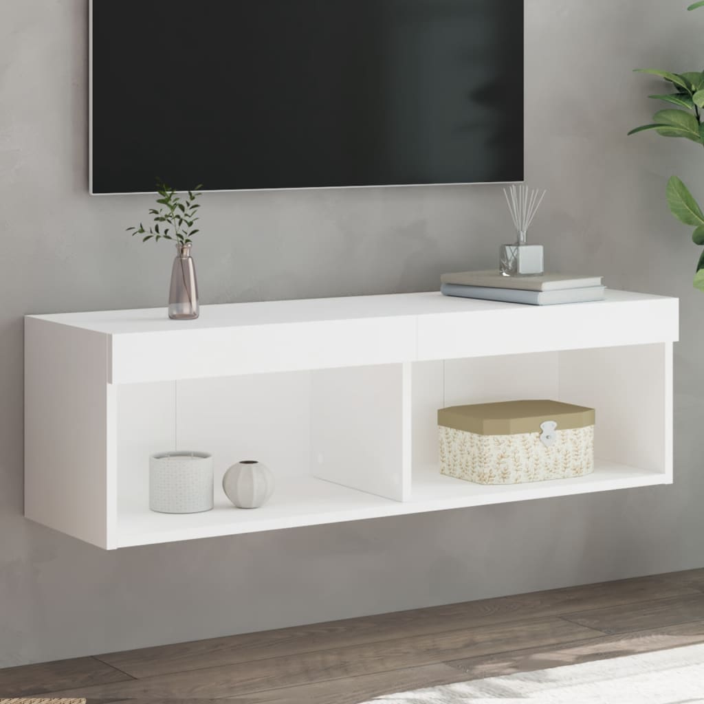 Vetonek Mueble para TV con luces LED blanco 100x30x30 cm