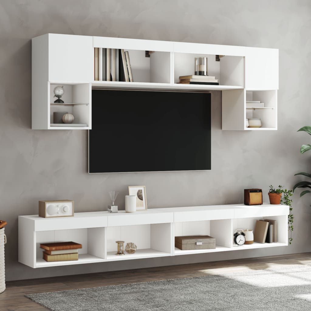 Muebles de TV con luces LED 2 uds blanco 100x30x30 cm