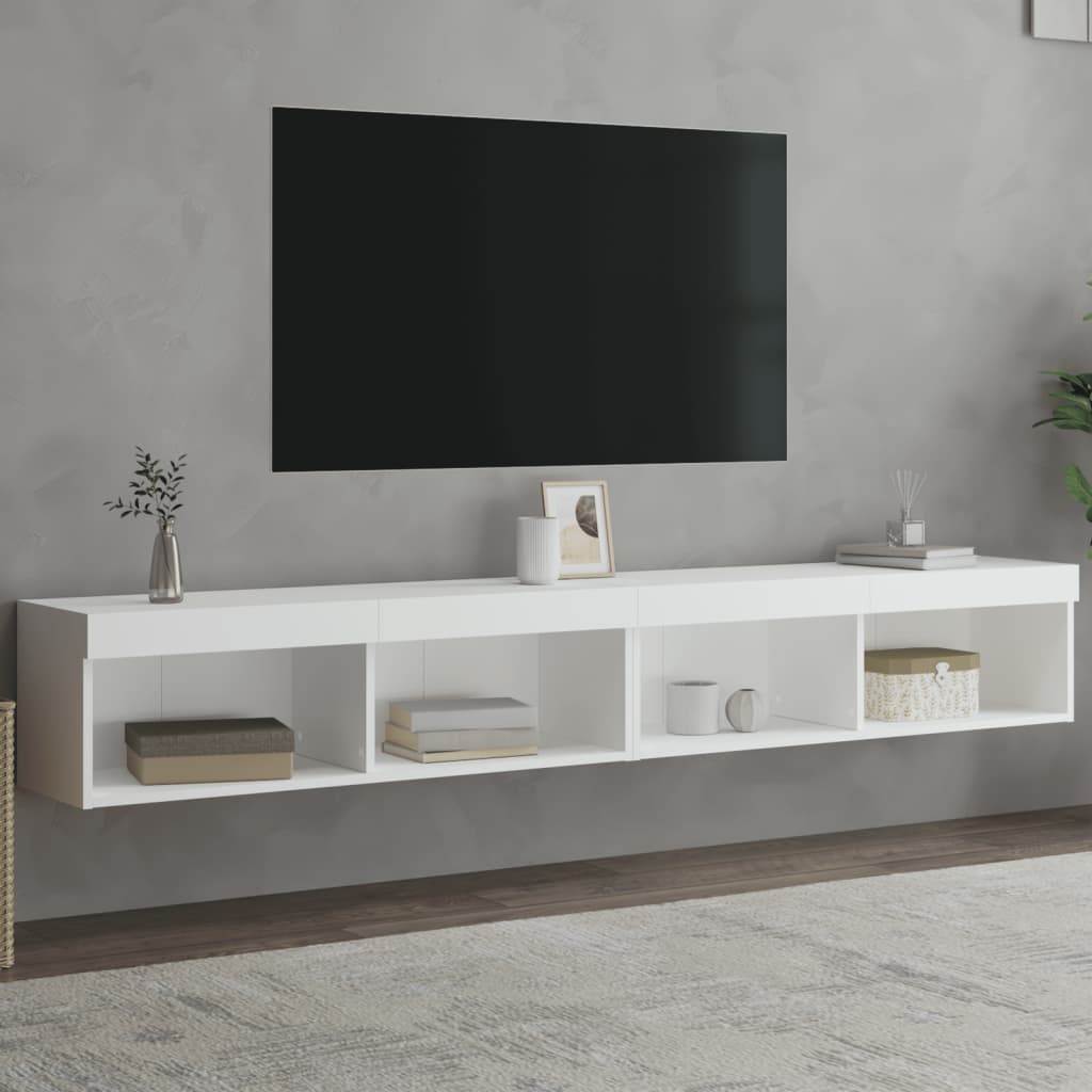 Vetonek Muebles de TV con luces LED 2 uds blanco 100x30x30 cm