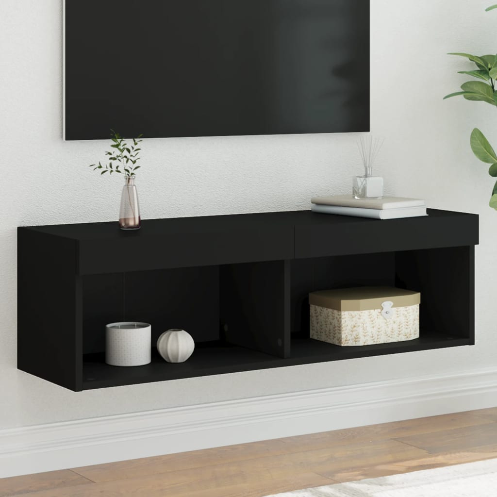 Vetonek Mueble para TV con luces LED negro 100x30x30 cm