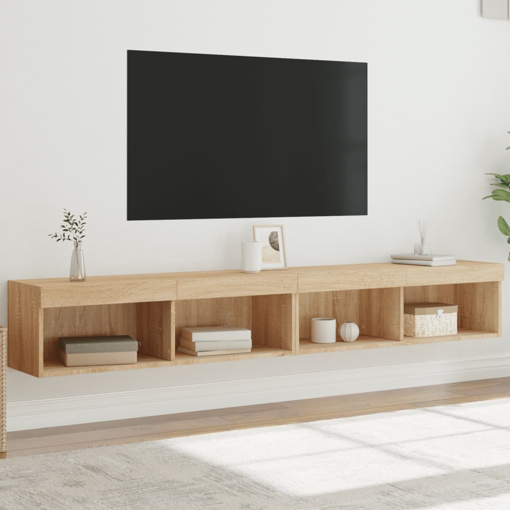 Vetonek Muebles de TV con luces LED 2 uds roble Sonoma 100x30x30 cm