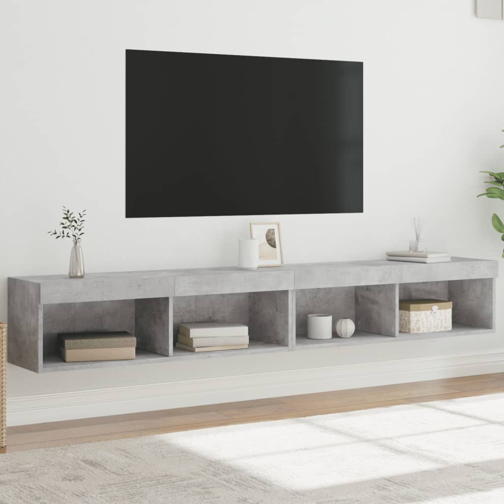 Vetonek Muebles de TV con luces LED 2 uds gris hormigón 100x30x30 cm