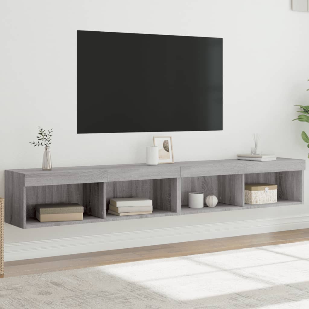 Vetonek Muebles de TV con luces LED 2 uds gris Sonoma 100x30x30 cm