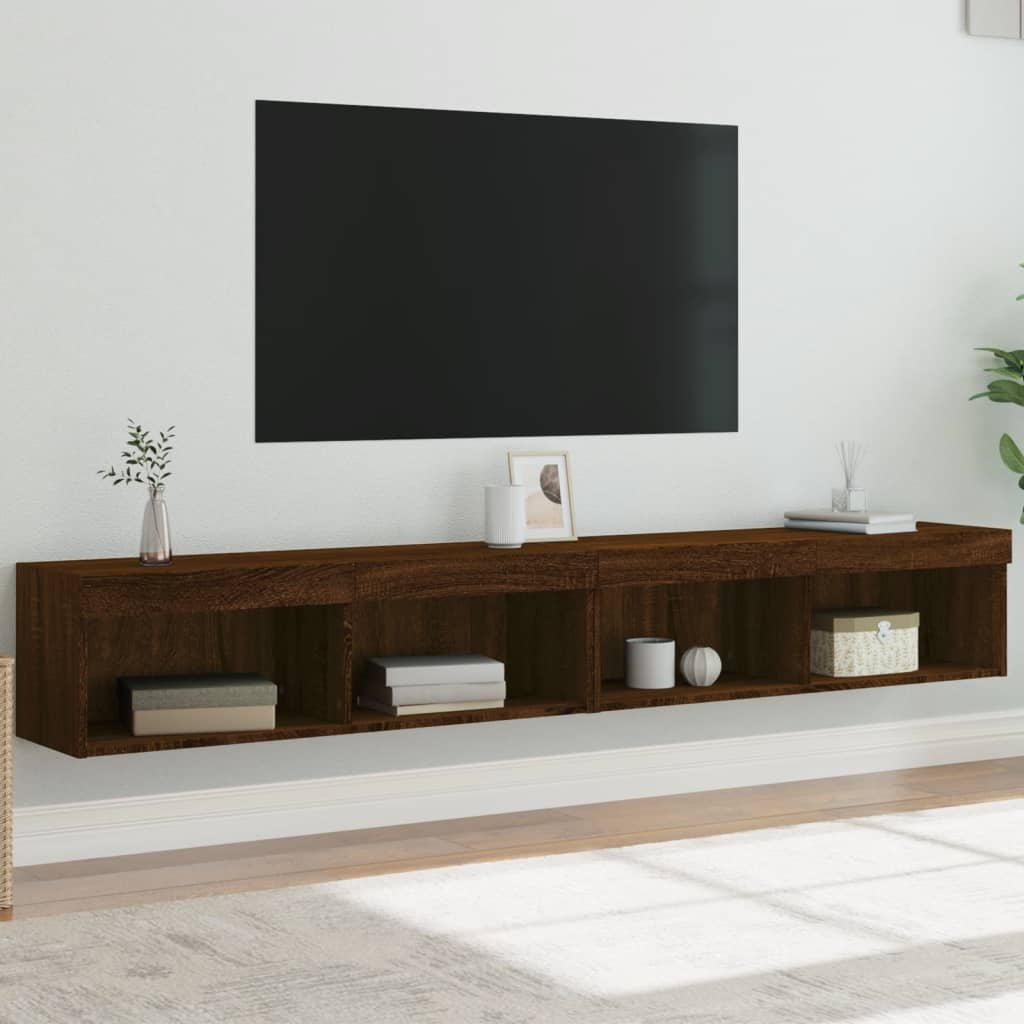 Vetonek Muebles de TV con luces LED 2 uds marrón roble 100x30x30 cm