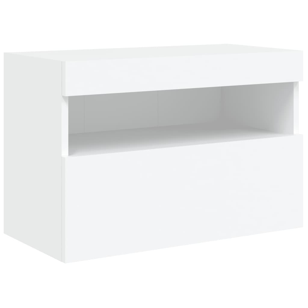 Mueble de TV de pared con luces LED blanco 60x30x40 cm