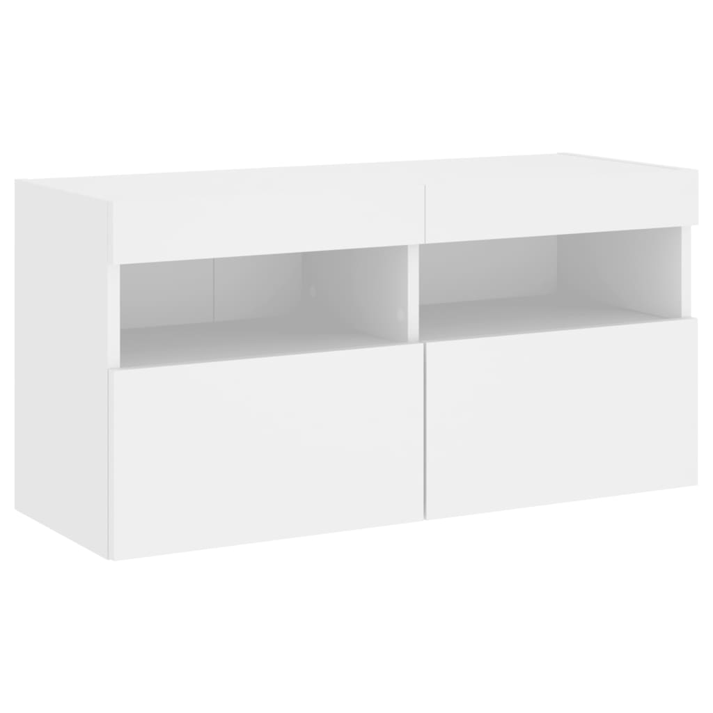 Wandfernsehschrank mit weißen LED -Leuchten 80x30x40 cm