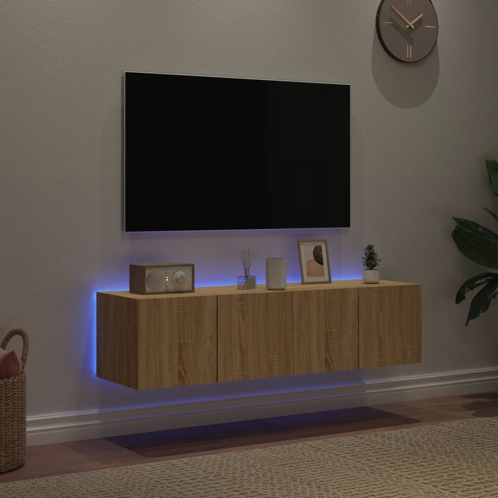 Wall TV Furniture LED LIGHTS 2 UDS ROBLE SONOMA 60x35x31 cm