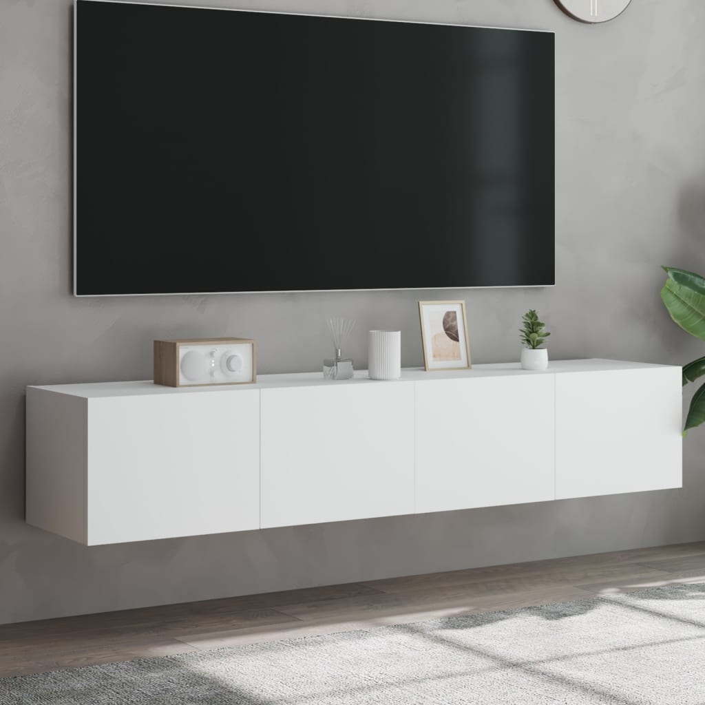 Vetonek Muebles de TV de pared con luces LED 2 uds blanco 80x35x31 cm